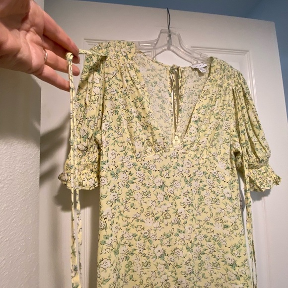 Topshop Women’s Floral Yellow Green Mini Summer Dress New size 4 pretty! - Picture 8 of 13